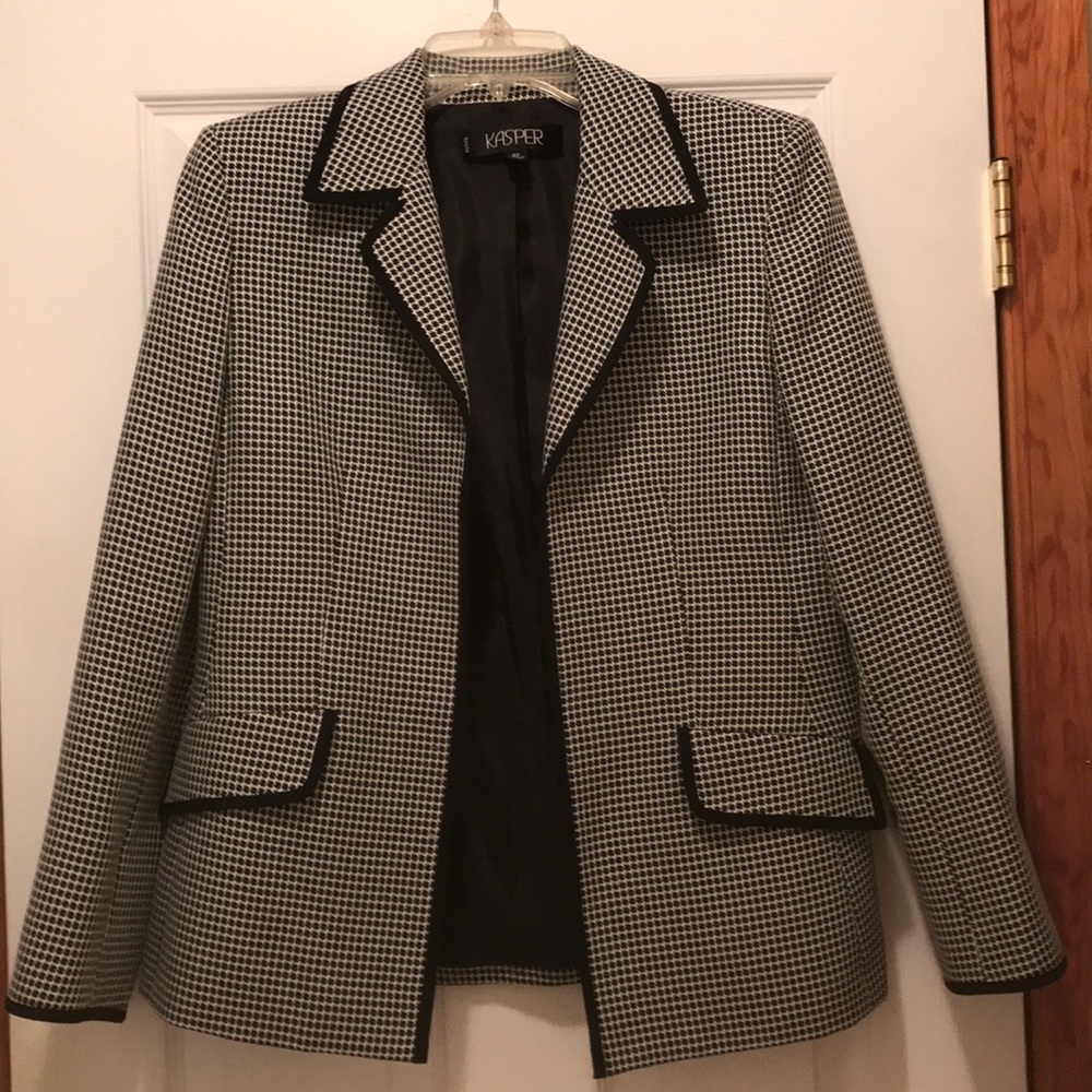 black and white blazer